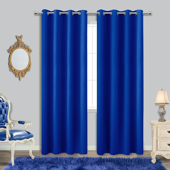 KOUFALL Blue Curtains 84 Inches Long by KOUFALL