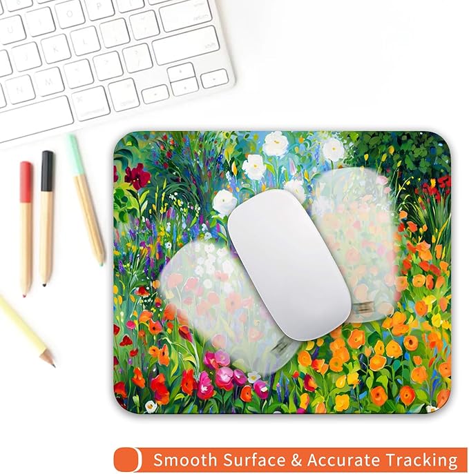 Armanza Square Mouse Pad Flowers Floral,Personalized Premium-Textured Custom Mouse Mat Design,Washable Mousepad Lycra Cloth,Non-Slip Rubber Base Computer Mouse Pads for Wireless Mouse