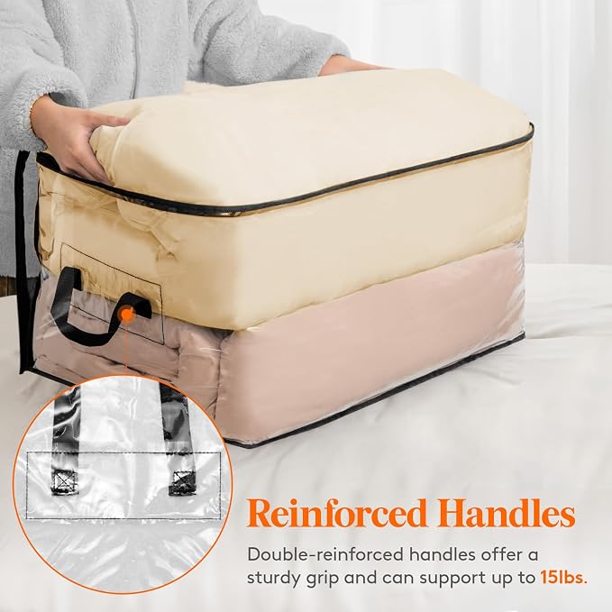 Lifewit 4 Pack Clear Clothes Storage Bags, 90L Plastic Blanket Vinyl Foldable - Image 5