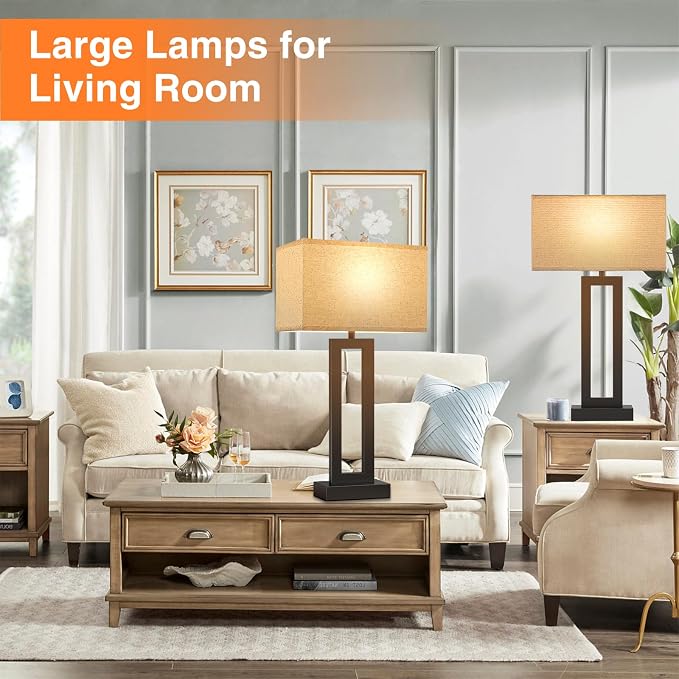 Seealle 26.3in Big Bedroom Table Lamps Set of 2 -Touch Control, 3 Way Dimmable - Image 5