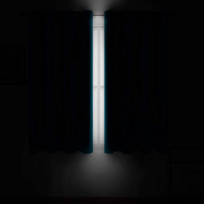 Teal Blackout Curtains 66 x 63 Inch Length/Set of 2 Curtain Panels/Thermal - Image 3