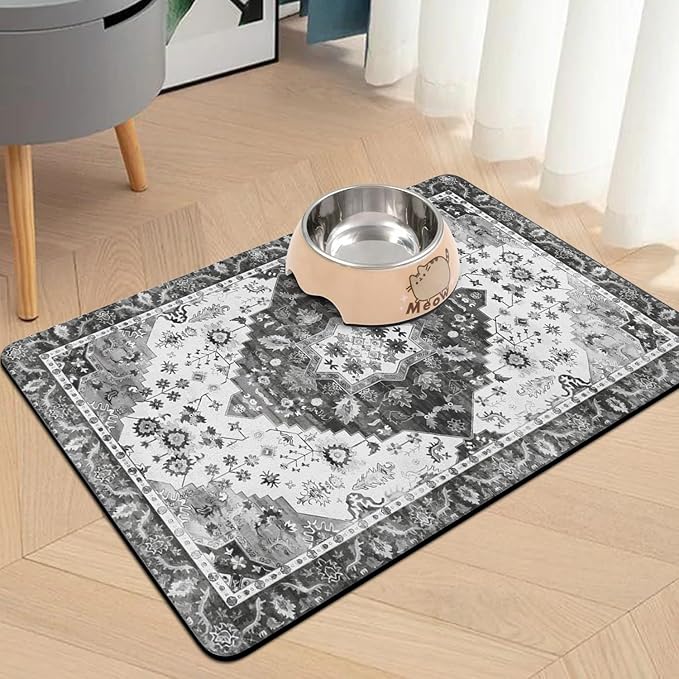 Pet Food Mats for Floor, Absorbent Dog Mat for Food and Water Dispenser Mat, Dog Food Mat Quick Dry Cat Food Mat Pet Supplies
