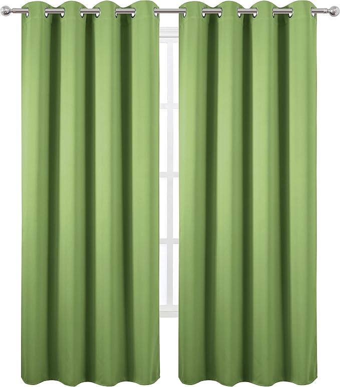 100% Blackout Curtains 52 x 95 Inch/Light Green Curtains 2 Panels - Image 2