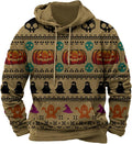Halloween Hoodie Men Graphic Pumpkin Ghost Printed Sweatshirt Casual Trendy Long Sleeve Halloween Hooded Tops with Pockets
