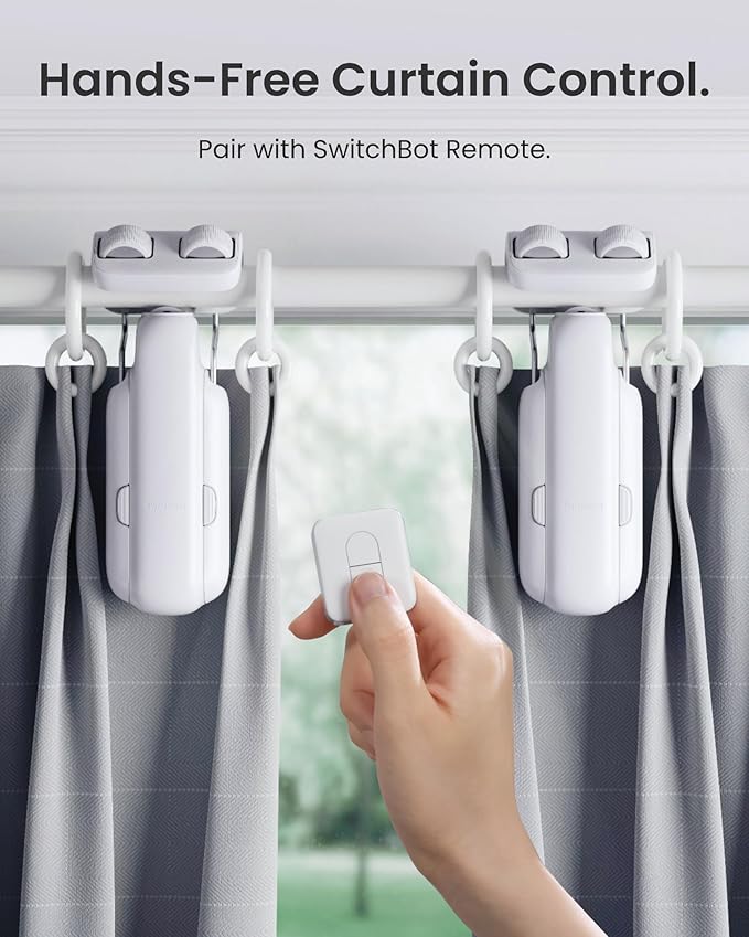 SwitchBot 2025 Automatic Curtain Opener 3 Rod-Bluetooth Remote Control, WiFi&Smartphone Control, Upgraded High-Performance, Add Hub to Compatible with Alexa, Google Home, HomeKit