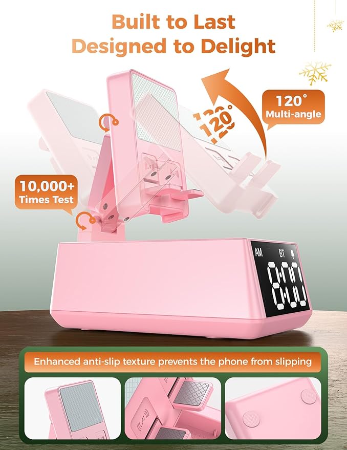 Bluetooth Speaker Birthday Gift for Women:Induction Cell Phone Stand HD Sound Valentines Gifts For Her Adult Teen,Anti-Slip Phone Holder Kitchen Gadget Women Mom Wife Girlfriend Galentines(Pink)