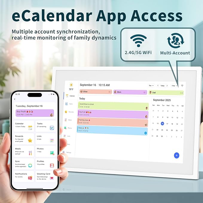 Canupdog 10.1 inch Digital Calendar & Chore Chart, Smart Touchscreen Interactive Display for Family Schedules, Easy to Organizing and Planning for Home and Office