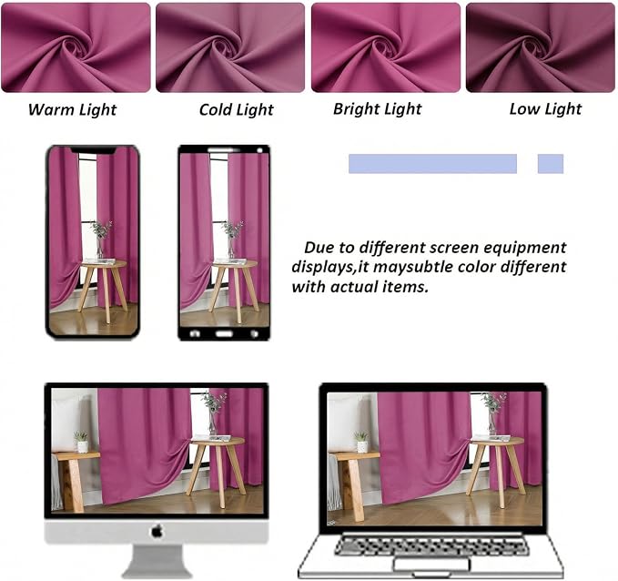 Simplebrand Ava Hot Pink Short 36 Inches Blackout Curtain 2 Panels Set - Image 7