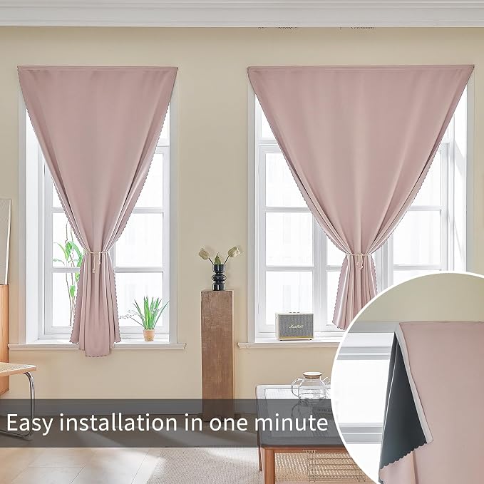 AJAZZ 100% Blackout Self Adhesive Curtains Small Window Short Temporary Black - Image 6