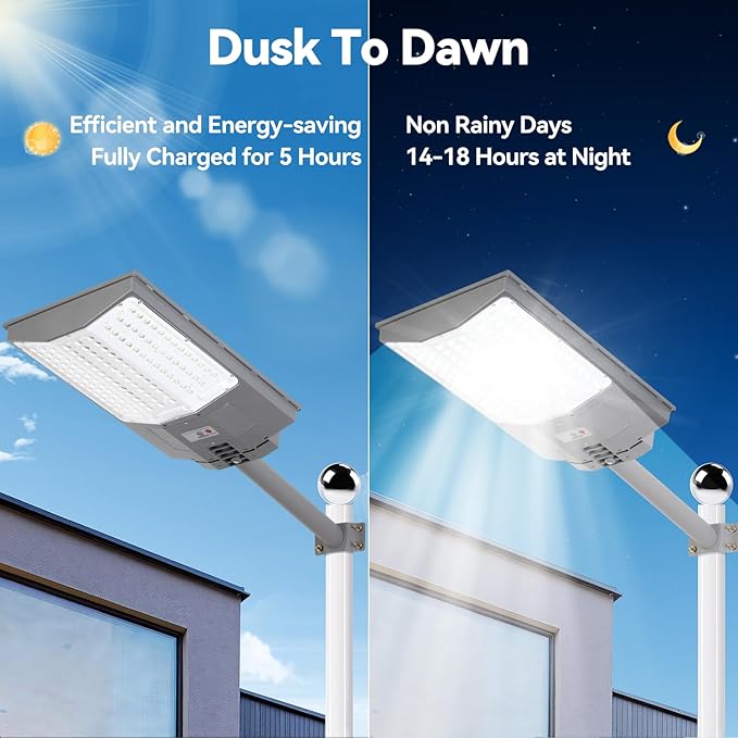7500W Solar Street Lights Outdoor, 450000LM 7000K Solar Parking Lot Lights Dusk to Dawn 30000mAh IP67 Waterproof Pole Security Flood Lamps with Motion Sensor and Remote for Yard, Garage, Driveway