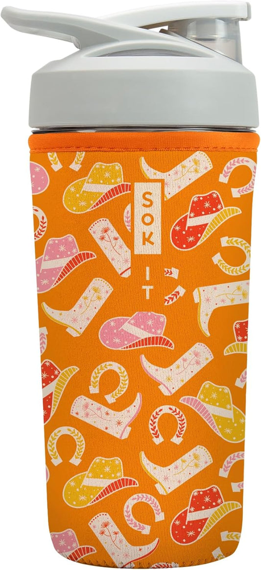 Sok It BotlSok Protein Blender Shaker Bottle Sleeve Insulated Neoprene Cover (Cowgirl Couture, Fits 28oz Blender)