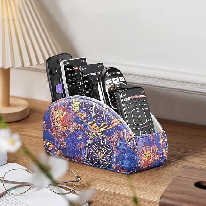 TV Remote Control Holder with 5 Compartments, Remote Caddy/Tray - Image 4