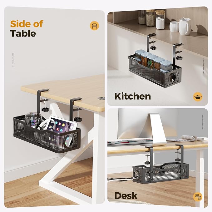 Under Desk Cable Management Tray Black, Cinati Wire Organizers No Drill - Image 7