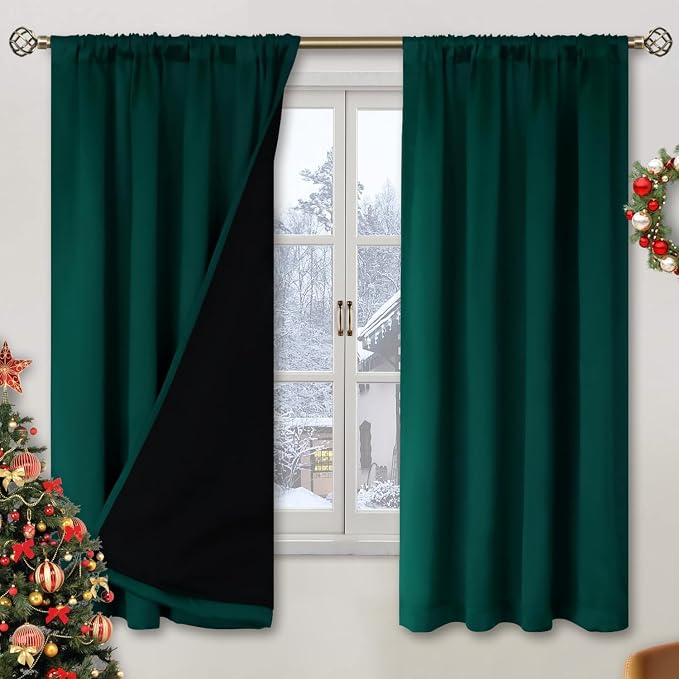 BGment Christmas Green 100% Blackout Curtains by BGment
