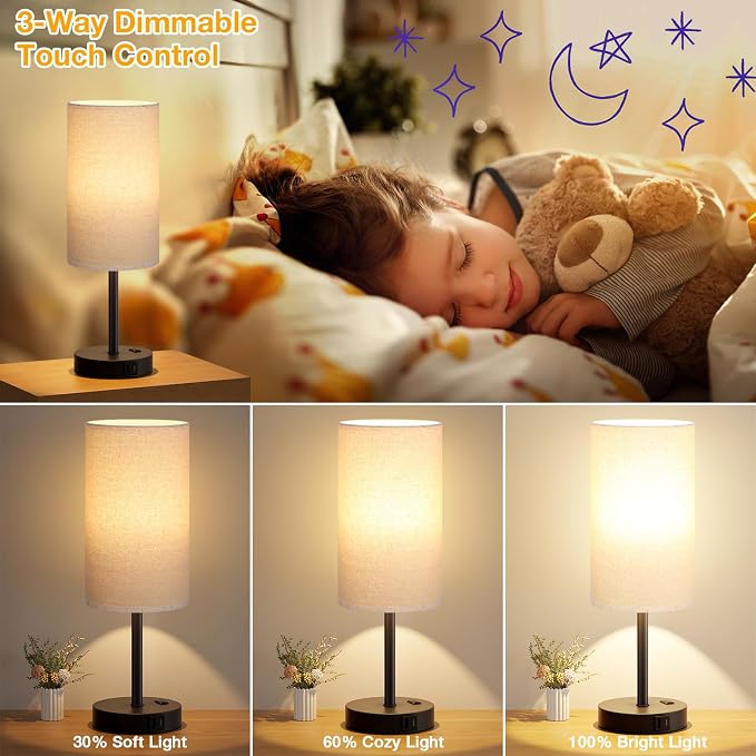 Dicoool 17.4" Bedside Lamp for Bedroom - Image 4