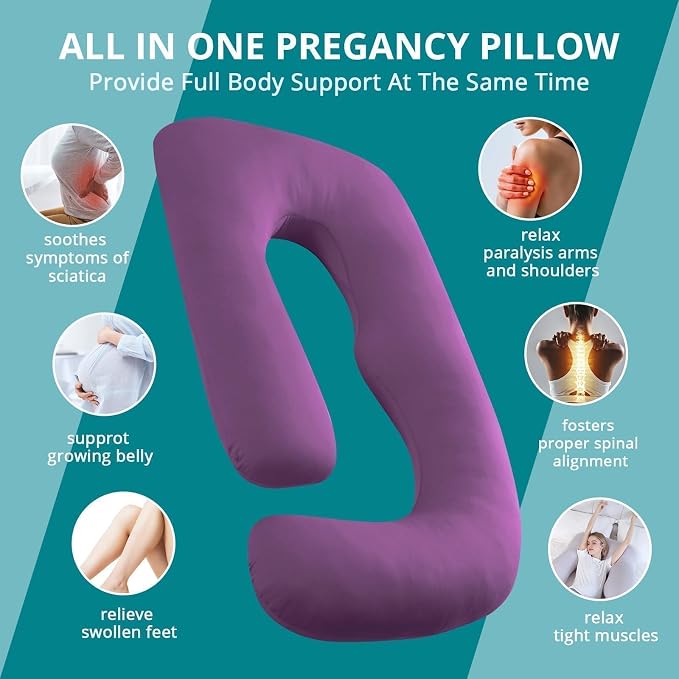 Cooling Pregnancy Pillows for Sleeping, Down Alternative, Removable Cover - Image 6