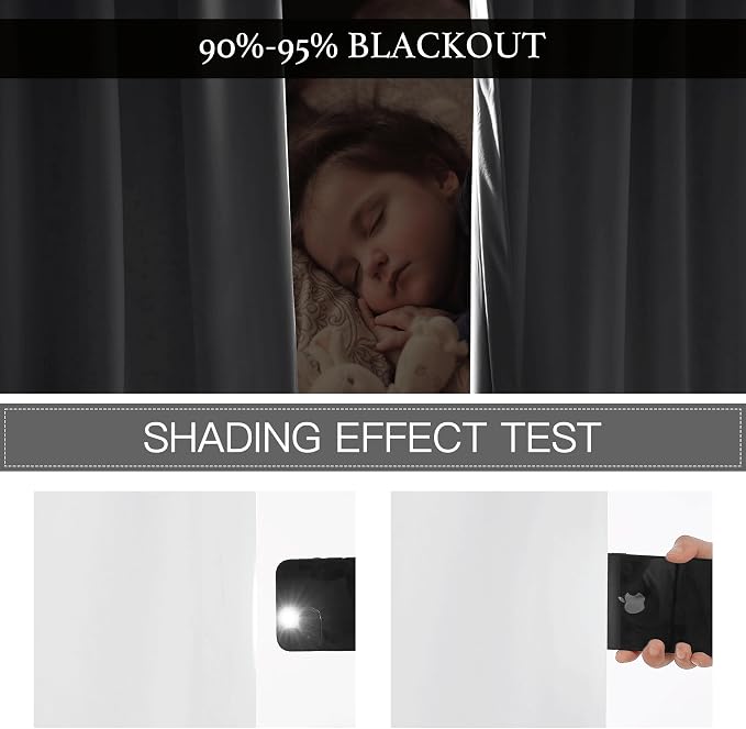 RYB HOME White Velvet Curtains 96 inch, 2 Layers Room Darkening Window Curtains - Image 3