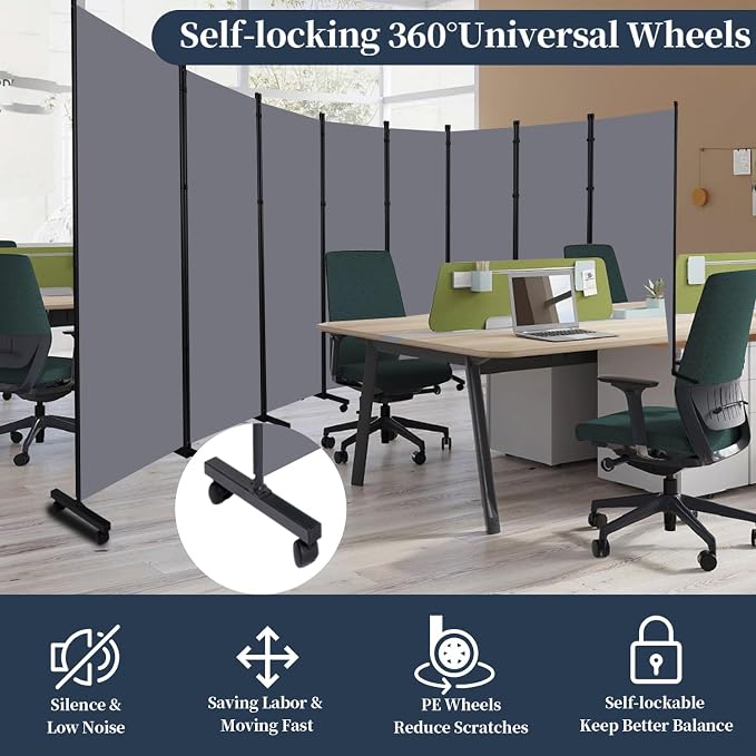 Room Divider 6 Panel-176''Wide Folding Privacy Screen, Large Partition Wall | - Image 5