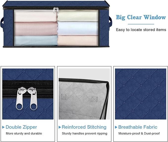 HomeHacks 6-Pack Clothes Organizer Storage Bags, 35L Storage Bins, Reinforced - Image 4