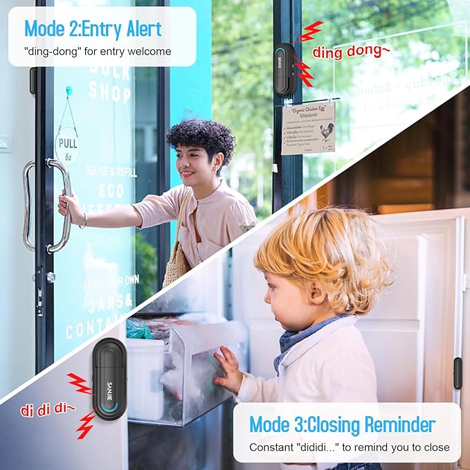 Pool Door Alarms for Home Security Loud, 0-120 Db Volume Ajustable with 4 Modes, Wireless Door Alarm with Remote for Kids Safety/Dementia Patients/Home/Pool (2 Sensor & 1 Remote)