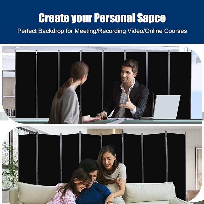 Room Divider 8 Panel-176''Wide, 6FT Room Dividers and Folding Privacy Screen | - Image 7