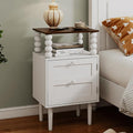 Veegle White Nightstand, Mid-Century Modern Bedside Table by Unknown