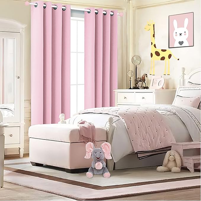 KOUFALL Bubble Gum Pink Blackout Curtains - Image 4