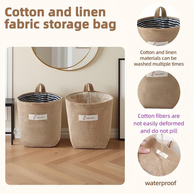 Washable Cotton Linen Hanging Organizer Bag - Image 2