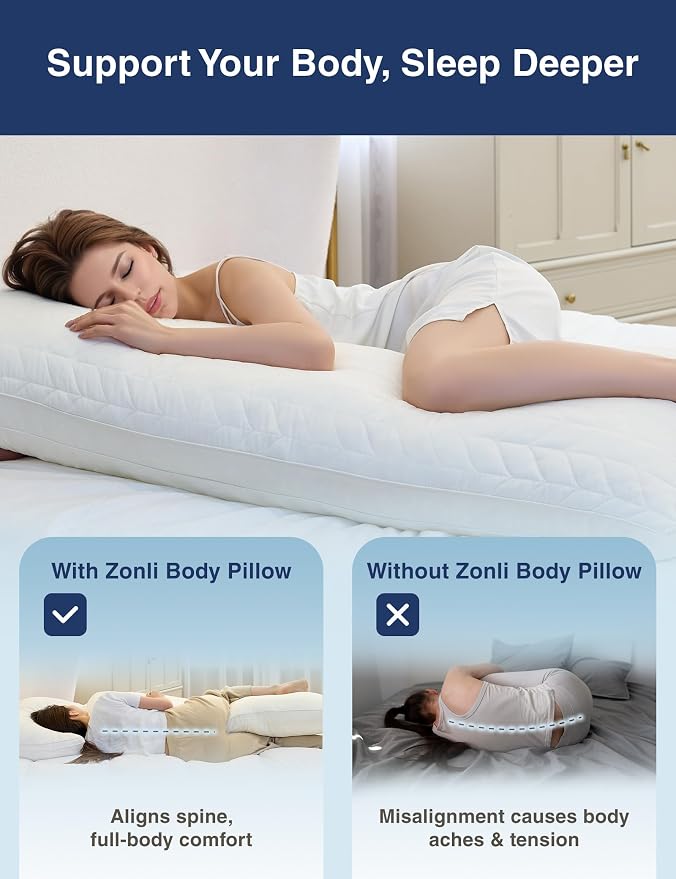 ZonLi Long Body Pillow for Adults, Firm Body Pillow - Image 7