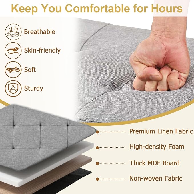 43" Folding Storage Ottoman Bench, End of Bed Foot Rest Stool - Image 4