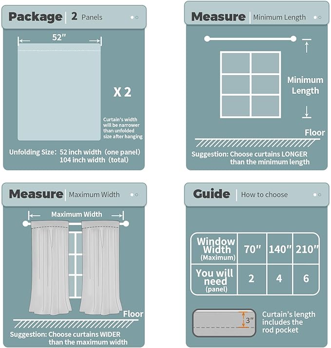 BGment Dove Grey 100% Blackout Curtains - Image 8
