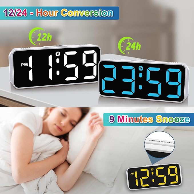 Peakeep Small Cute Digital Alarm Clock Plug in - Image 6