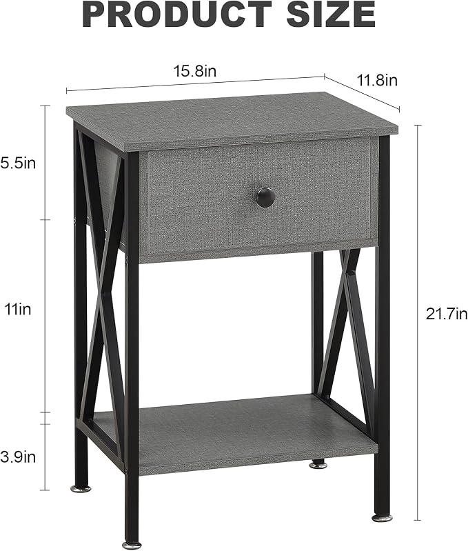VECELO Nightstand, Modern Bedside End Table, Night Stand - Image 3