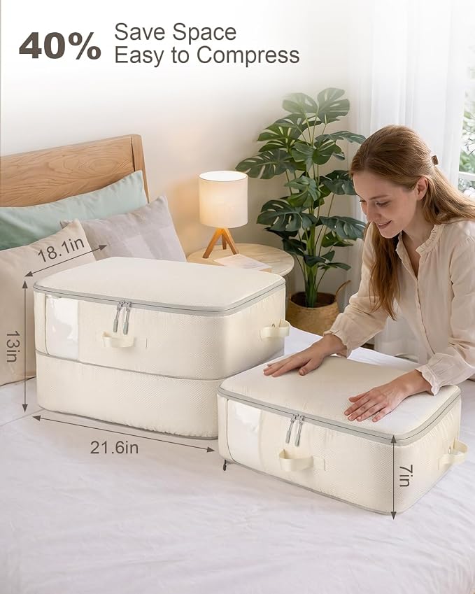 Comforter Storage Bag 2-Pack Self Compression Organizer, 22 Gallons | 2-Layer - Image 3