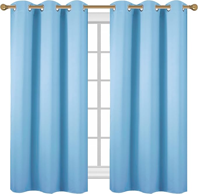 Diraysid Sky Blue Grommet Blackout Curtains - Image 2