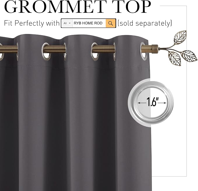 RYB HOME Privacy Curtain for Sliding Glass Door Locker Room Basement Closet | - Image 2