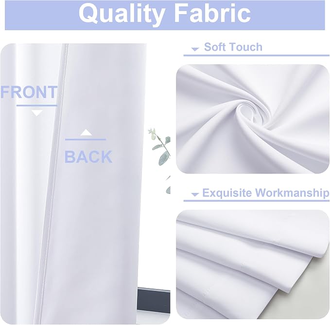 Simplebrand Ava Pure White Curtains 36 Inches Long 2 Panels, Light Filtering - Image 3