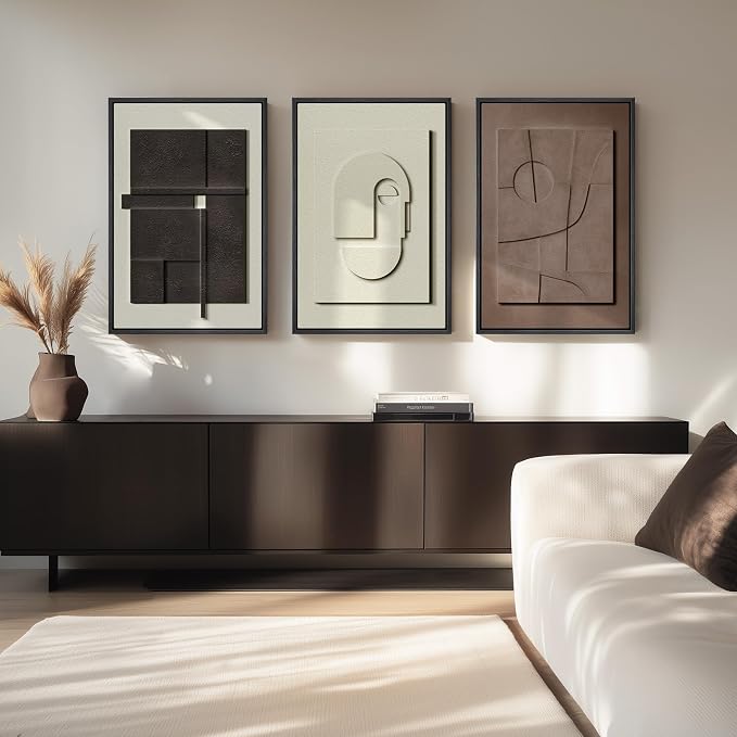Large 3D Framed Abstract Wall Art Set, 3 Piece Modern Artwork - Image 3
