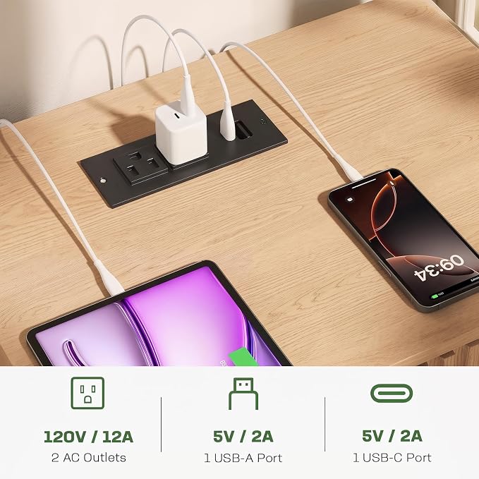 Marsail Wooden Nightstand with Drawer, Modern Night Stand with Charging Station - Image 4