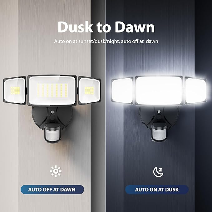 Onforu 2 Pack 75W LED Motion Sensor Outdoor Lights, 7000LM Dusk to Dawn Outdoor Lighting, 6500K Motion Detector Flood Light, IP65 Waterproof Hardwired LED Security Light for Yard Garage