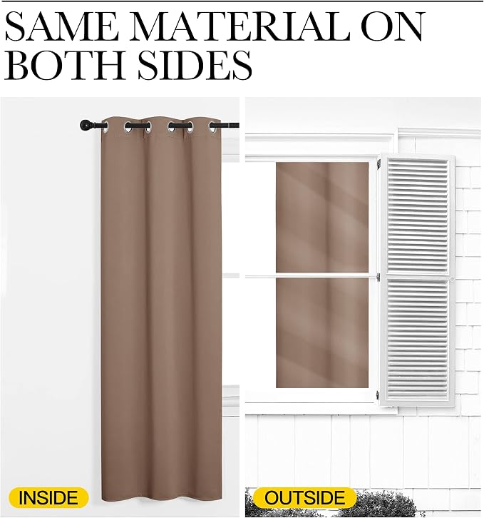 NICETOWN Bedroom Blackout Long Curtains and Drapes, 55 by 120 Inch, Cappuccino - Image 6