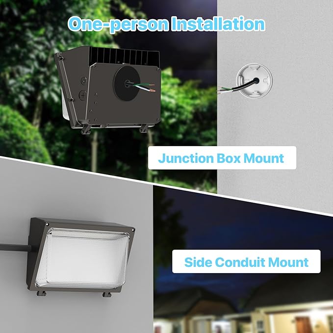 HYPERLITE LED Wall Pack 120W: 18000lm Glass Lens Dusk to Dawn Outdoor Lighting - Outdoor Security Flood Lighting for Yard Patio UL Listed