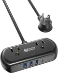 Power Strip with USB, SUPERDANNY Mini Surge Protector with 2 Wide-Spaced Outlets by SUPERDANNY