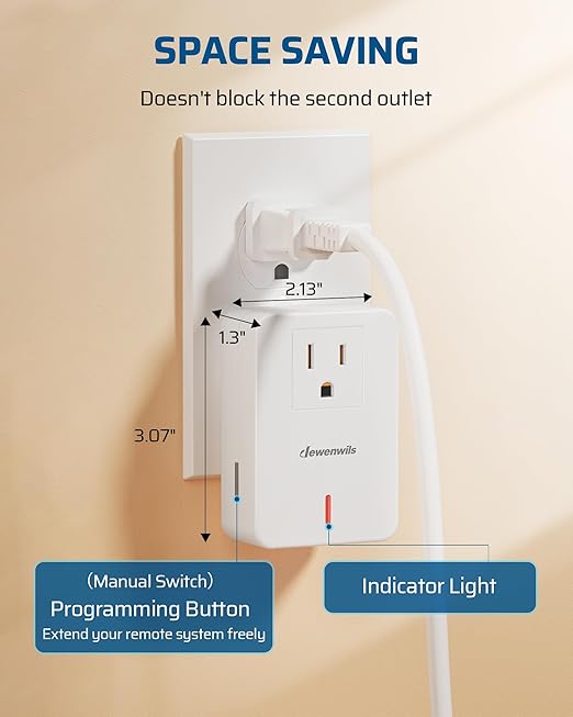 DEWENWILS Remote Control Outlet Wireless Wall Mounted Light Switch, Electrical Plug in On Off Power Switch for Lamp, Fan, Household Appliance, No Wiring, 100 Feet RF Range, ETL Listed, Programmable