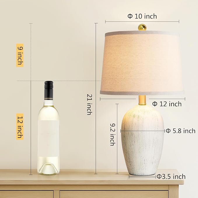 AIEAMPDO 21'' Set of 2 Rustic Ceramic Small Table Lamps - Image 3