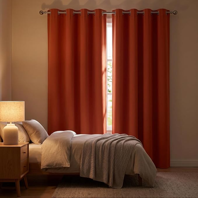 Diraysid Orange Grommet Blackout Curtains - Image 4