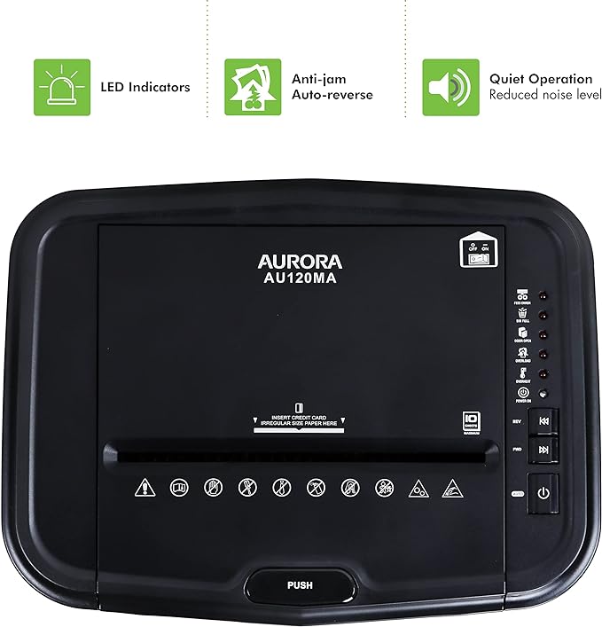 Aurora AU120MA 120-Sheet Auto Feed High Security Micro-Cut Paper Shredder / 30 Minutes (Black)