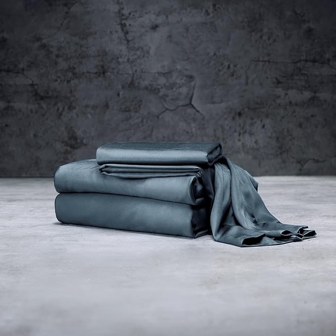 LUXOME Luxury Sheet Set | 100% Rayon (Viscose) from Bamboo | Split King - Ocean | Deep Pockets | 5-Piece Set (2 Fitted, Flat, 2 Pillowcases)