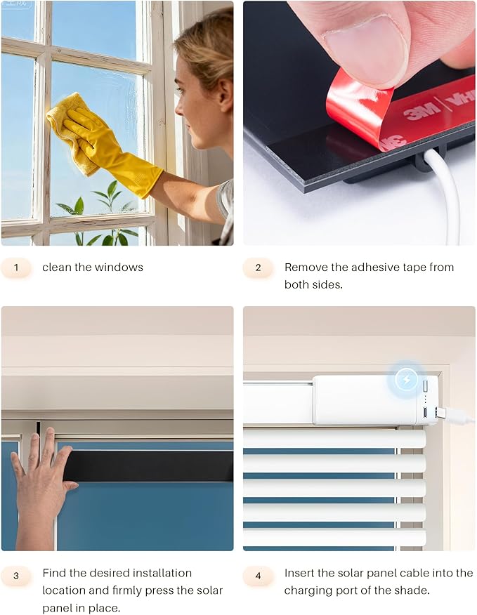 JaeJaes 2PCS Solar Panels 3.4W 6V Charge for Motorized Blinds with USB-C Connector for Lithium Battery Operated Shades