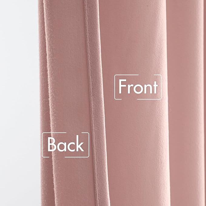 MIULEE Light Pink Velvet Curtains 52x108 inches Luxury Blackout Curtains | - Image 6